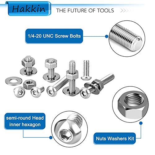 Hakkin 330pcs SAE 1/4-20 UNC Hex Socket Button Head Cap Screw Bolts Flat Washers Nuts Assortment Kit 304 Stainless Steel, 8 Sizes (Length 3/8" to 2"), Machine Screws Set with Storage Case - size: 330PCS 1/4-20 Hex Button Head Cap Screws Silver