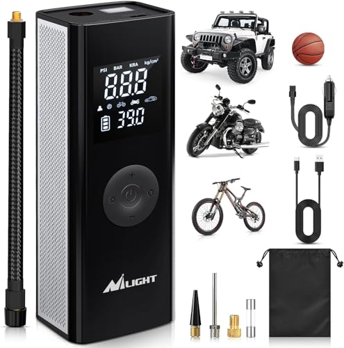 Nilight Tire Inflator Portable Air Compressor Battery Powered Rechargeable 12VDC 150PSI Cordless Tire Pump w/Digital Pressure Gauge 2X Faster Inflation Air Pump for Car Motorcycle - color: Cordless Tire Inflator Air Compressor