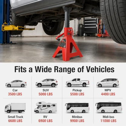 Big RED 12 Ton Jack Stands with Lock Adjustable Height to 28.15'',Heavy-Duty Car Jack Stands Fit for Cars, SUVs, and Most Automobiles, Red, 2 Pack - style: 12 ton jack stands