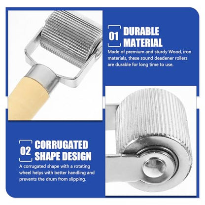 4pcs Tire Repair Tools Hand Roller Set with Smooth Rolling Action and Lightweight Wood and Iron Material for Effective Car Tire Patch Adhesion and Sound Deadening