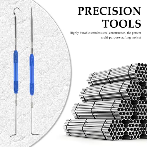 Salior 2PCS CarbonSteel Hook Tool and Pick Set,Double End Pick and Hook Set Auxiliary Dismantling Fittings,Universal O Ring Pick Set and Hook Tool Car Accessories Fit for Most Cars (Blue) - color: Blue