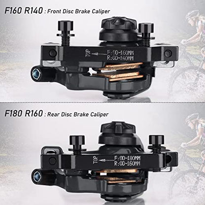 TOBWOLF 1 Pair Mechanical Disc Brake Kit, MTB Front & Rear Disc Brake Caliper with 160mm Rotor, Dual Piston Mechanical Brake Set, Bicycle Accessories for Mountain Bike, Road Bike, BMX - Black - color: Mechanical Disc Brake Set - Dual Piston （Black）