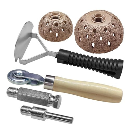 Car Tire Repair Patch Tool Kit, 42mm 55mm Tungsten Steel Buffing Wheel with Tire Patch Roller Scraping Cutter, Auto Wheel Grinding Polishing Accessories Repair Tools, Tires Buffer Tool for Car Truck - size: 42&55MM