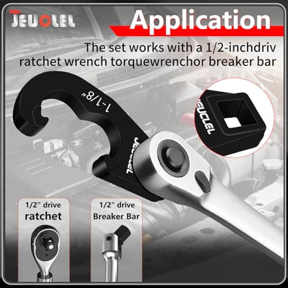5PCS 1/2” Drive Tie Rod Adjusting Tool Set for Chevy Ford and More | Pitman Arm, Tie Rod End Removal, Ball Joint Suspension Remover, Automotive Tie Rod Front End, Outer Tie Adjusting Socket Tool