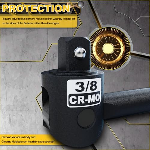 3/8" Drive 17.5 Inch Breaker Bar, Heavy Duty Head, Premium Chromium-Molybdenum Steel, Laser Etched Marking, for Grip and Break Loose Tight Bolts, Nuts - size: 3/8" Drive 17.5-Inch
