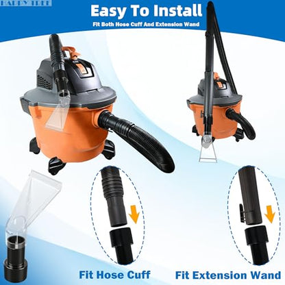 Happy Tree See-Through Extracting Accessory with 2-1/2" Reducer for Upholstery & Carpet Cleaning & Auto Detailing, Shop Vac Extractor Attachment for 10-20 Gallon Wet/Dry Vacuum Cleaners - size: Small with 2-1/2" Adapter