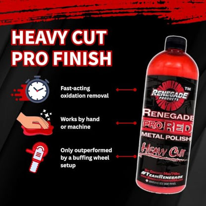 Renegade Products Wheel Window Polishing Bundle – Pro Red Liquid Metal Polish with 1/8" Foam Polishing Cones & Barrels – Drill Attachment Kit for Aluminum & Stainless Steel for Wheels & Tight Spaces