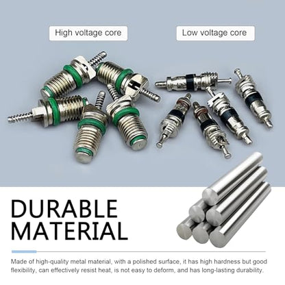 102PCS Air Conditioning Valve Core Kit, A/C R12 R134a Refrigerant Accessories Kit, AC Refrigeration Tire Valve Stem with Double Head Dual Dismantling Remover Tool Assortment Set