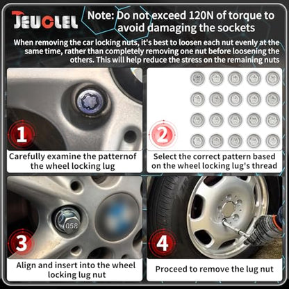 058 Wheel Locking Nut Key Socket Compatible with BMW Series, (Socket OD 29mm - ID 25mm), Wheel Anti-Theft Lug Nut Removal Tool, Anti-Theft Screw Remover - color: Socket 058