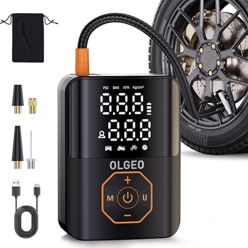 Portable 160PSI Cordless Tire Pump with Digital Gauge, Auto Stop & LED | Cordless Portable Tire Inflator 160PSI for Car Motorcycle Bike Ball
