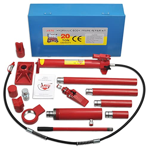 20 Ton Porta Power Hydraulic Jack 2M(78.7in) Welded Car Bottle Auto | Body Frame Repair Kit Air Pump Lift Ram for Load Truck Bed Unloader Farm and Oil Hose Hydraulic Ram Equipment Construction - size: 20 Ton
