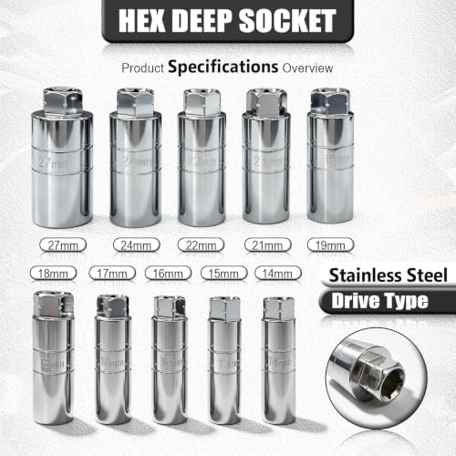 43PCS Strut Socket Set, Strut Nut Socket Shock Absorber Socket with Ratchet Wrench & Adaptor, Suspension Top Mount Nut Installation Removal Automotive Tool for All Vehicles
