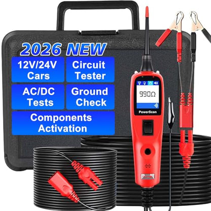 Autel PowerScan PS100 Power Circuit Probe Tester, Breaker Finder, 12V 24V Automotive Electrical Diagnostic Tool with 20ft Extension Cable, AVOmeter, Test Light, Continuity Checker, for 99% Cars