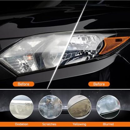 2PCS Headlight Stain Remover Polishing Paste, 2025 New Professional Car Headlight Restoration Kit, Repair with Scratch Removal, Headlight Polish Cleaner for Lights Long-Lasting Clarity