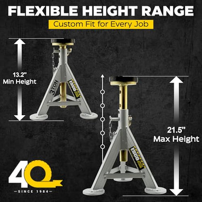 3 Ton Performance Jack Stands, Pair - style: 3 Ton - Flat Rubber Saddle