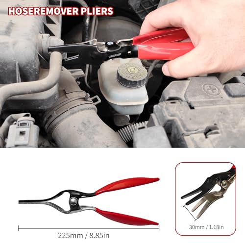 WISEUP 8-Piece Fuel Line Disconnect Tool Set – Fuel Line/Hose Clamp/Removal Pliers, Electrical Disconnect/Push Pin Tools, Relay Puller, Panel Clip Remover & Filter Caliper