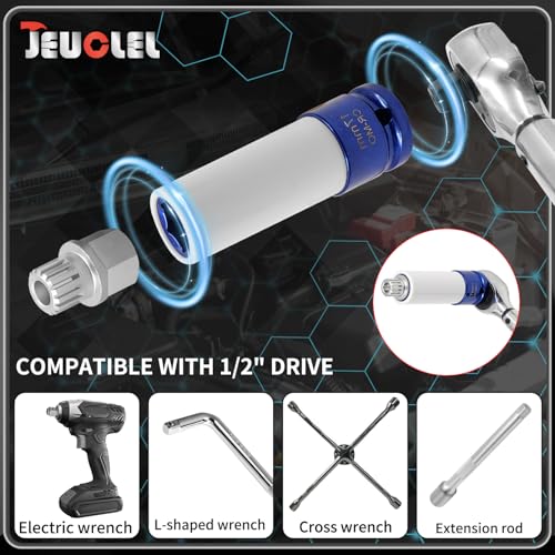 23PCS Wheel Locking Nut Key Kit Compatible with VW, Audi | Wheel Lock Nut Socket Adapter Set, Anti-Theft Lug Removal Tool, Anti-Theft Screw Remover, Repair Tool, Tyre Fitting, garage - color: 23pcs Kit