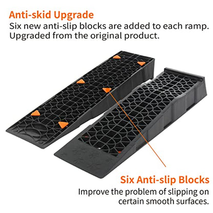 OULEME Low Profile Car Service Ramp with Anti-Slip Pads, 2-1/2" Lifting Height, 4 Pack, Portable for Lift Lowered Low Down Rise Clearance Racing Sports Car Vehicle Maintenance - size: L27.5" (4 PACK)