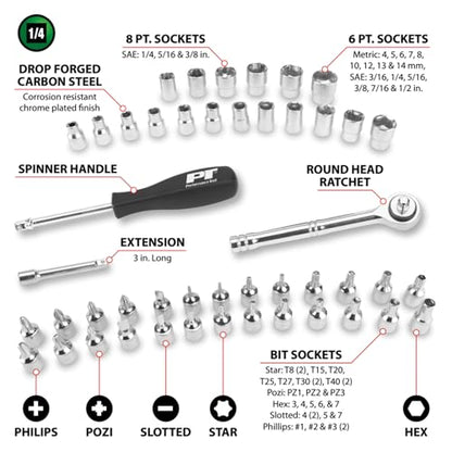 Performance Tool W1177 47pc Socket & Bit Set - size: 47-Piece (Pack of 1), style: Socket & Bit Set