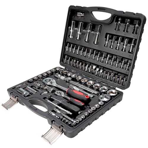 Socket Ratchet Wrench Set, 95PCS Socket Set, Mechanics Tool Set for Car | Metric, Deep & Shallow Socket Set with Universal Joint, Automotive Tool Kit with Case for Motorcycle, Home Repair