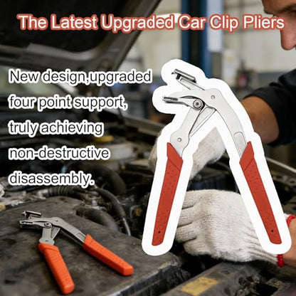 Car Clip Pliers, Clip Removal Pliers, Auto Trim Removal Tool for Automotive Fasteners, Push Pin & Door Panel Clips, Damage-Free Interior & Exterior Disassembly Tool with Glove