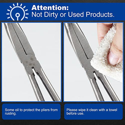 SPEEDWOX Long Reach Bent Nose Pliers 11 Inches 30 Degree Precision Fine Pliers for Mechanics Technicians Contractors High Leverage Professional Tool Non-slip TPR Handle Serrated Jaws - style: 30°Bent Nose Pliers