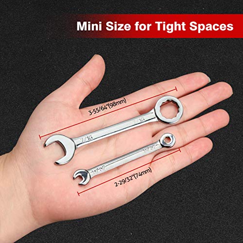 SPEEDWOX Mini SAE Wrench Set, 10-Piece, Open/Box End, Made of High Carbon Steel, Heat Treated for Strength and Durability - size: Combination SAE 10-Piece