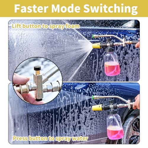FENG PAI Pressure Washer Foam Cannon Gun Kit with Dual Connector Accessory, Car Wash Foam Gun for Car Washing and Cleaning, 1/4" Quick Connect with 7pcs Nozzles, Dual Adjustable Snow Foam Lance - color: 3IN1 Foamcannon Kits