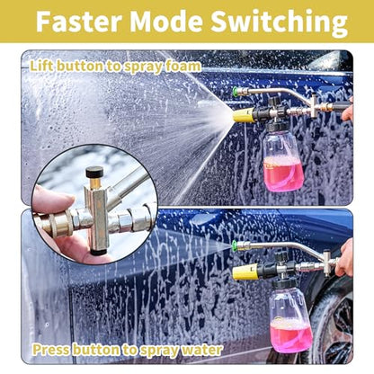 FENG PAI Pressure Washer Foam Cannon Gun Kit with Dual Connector Accessory, Car Wash Foam Gun for Car Washing and Cleaning, 1/4" Quick Connect with 7pcs Nozzles, Dual Adjustable Snow Foam Lance - color: 3IN1 Foamcannon Kits