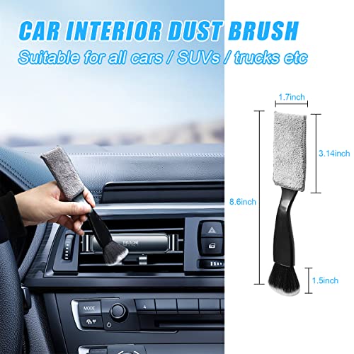 Ziciner 2 PCS Double Head Brush for Car Clean, Soft Auto Interior Duster Detailing Brushes, Universal Vehicle Dashboard Screen, Air Vents, Computer etc Cleaning Tool Accessories (Black) - color: Black, 2 PCS