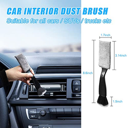 Ziciner 2 PCS Double Head Brush for Car Clean, Soft Auto Interior Duster Detailing Brushes, Universal Vehicle Dashboard Screen, Air Vents, Computer etc Cleaning Tool Accessories (Black) - color: Black, 2 PCS