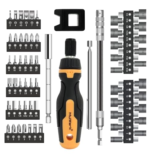 MULWARK Screwdriver Bit Set & Socket Kit, 63-Pieces Ratcheting Screwdriver Set with Case, 63 in 1 Multi Bit Screw Driver for Home DIY, Electronics, Car Emergency and Garage - style: 63PC Combo Set with Extensions Kits