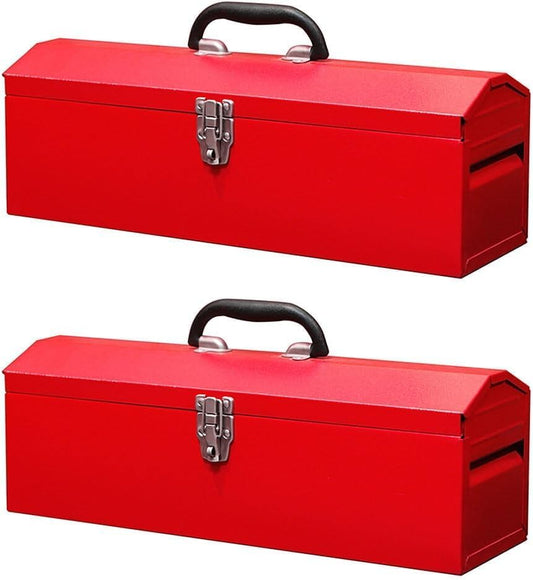 19in Portable Tool Box, 2pack Metal Tool Box, Ideal for Trailer, Mechanic, DIY-ers, Car Toolbox, Workshops, Garages, Repair Shops,Red - size: 2P-19in-Red