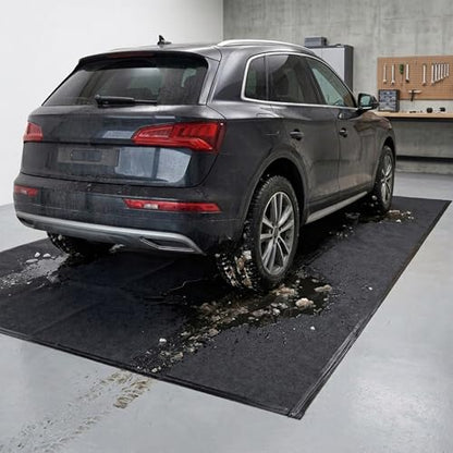 Garage Floor Mat, 7.4'x17' - Absorbent, Waterproof, Durable, Reusable, Washable, Non-Slip, Anti-Leak, Easy to Clean, Cuttable, Charcoal - Protects Garage/Driveway Surfaces from Oil Spills - size: 7'5" x 17' (Rectangular)