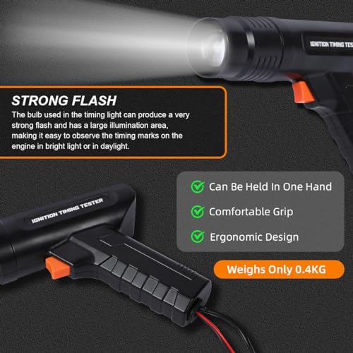 DUOYI Timing Light Automotive Engine Timing Lights 12V Ignition Timing Light with Strobe Lamp Inductive Timing Tool Kit Reverse Polarity/Overload Protection Ignition Timing Tool with 10ft Test Lead