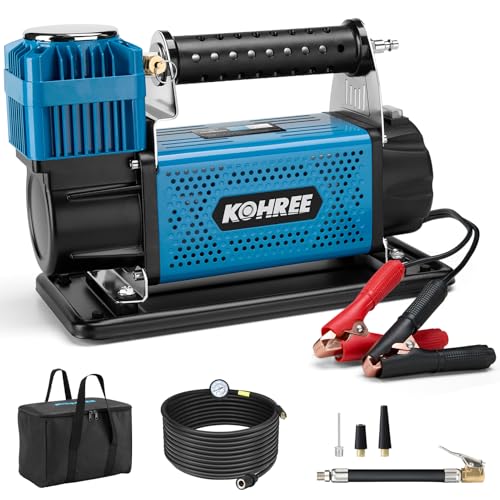 Kohree 12V Air Compressor, 7.06 CFM Fast Tire Inflator, Heavy Duty Tire Pump with Max 150 PSI for Offroad Truck, RV, 4x4 Vehicles | Tire Pump with Max 150 PSI for Offroad Truck, RV, 4x4 Vehicles - style: Basic-Single Cylinder