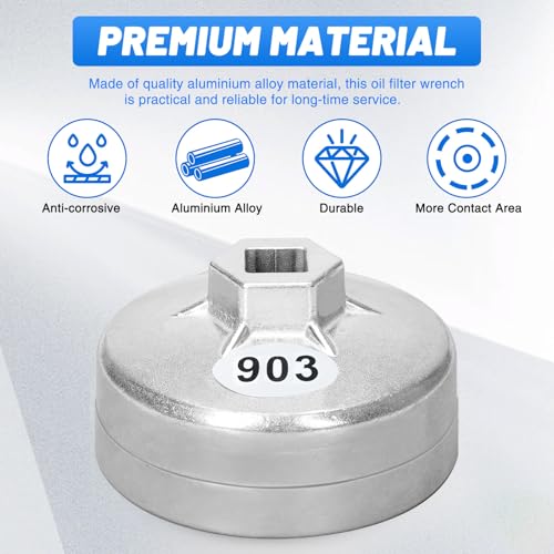 74mm Oil Filter Wrench: 14 Flutes Oil Filter Removal Tool Compatible with FL-910S/FL-500-S, BRIGGS-STRATTON 492932/695396/792326, FRAM PH8170, TECUMSEH 36563, WIX 57035 Lawn Mower Oil Filters