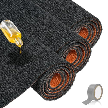 TEEMO 3 Pcs Oil Spill Mats for Under Car 60" x 36" Driveway Oil Absorbent Pads Garage Floor Mat Premium Maintenance Mat Washing Machine Mat with 1 Tape for Garage Driveway Motorcycle Car (Dark Gray)