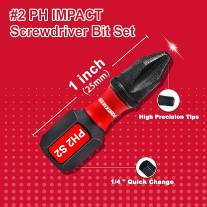 Geinxurn Impact Tough #2 Phillips 1 in. Insert Driver Bits,30Pack Bulk PH2 Screwdriver Bits Set - size: 1"-PH2-30PCS