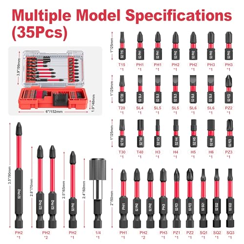 35Pcs Screwdriver Bits Set S2 Steel Screwdriver Impact Kit | With a Storage Case, Used for Power Screwdrivers and Electric Drill Drivers - style: 35Pcs Screwdriver Bits Set
