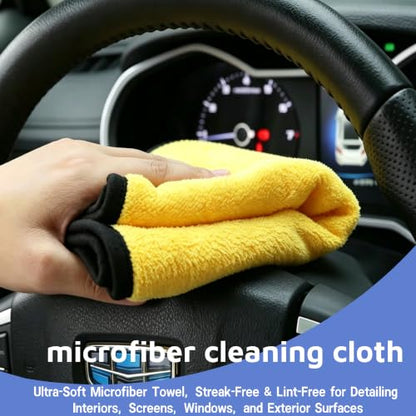 Riomh 9 Pcs Car Detailing Brushes Kit, Car Interior Cleaning Supplies with Cleaning Gel | car detailing brushes, cleaning gel & microfiber cleaning cloth, Safe for leather, vents, dash. Ideal for truck, auto, RV