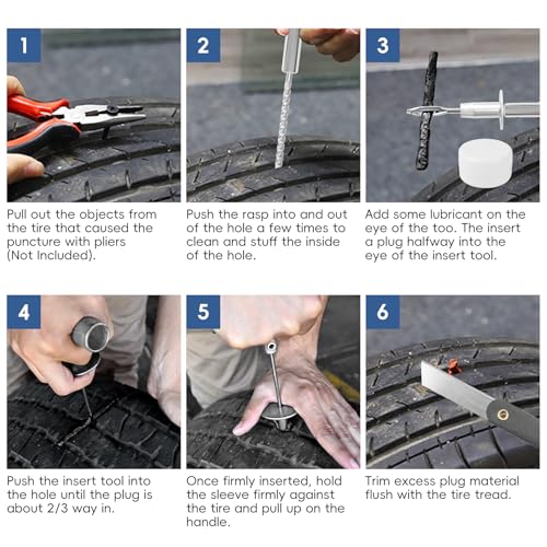 PINKJOY 36 Pcs Tire Plug Kit, Heavy Duty Tire Repair Kit for Car, Motorcycle, ATV, Jeep, Truck, Tractor Flat Tire Puncture Repair Tools - size: 36 PCS