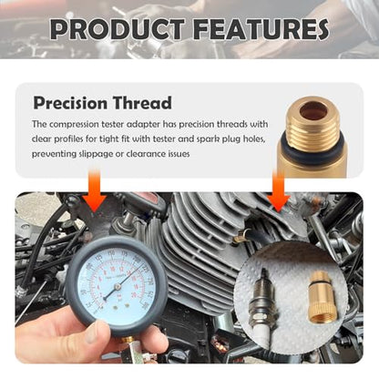 2PCS Compression Tester Adapter,M12x1.25 Spark Plug Tool Adapter with O-Ring Seal,Universal Compression Gauge Fitting Car Accessories for Truck Motorcycle Small Engine (2PCS) - color: 2PCS