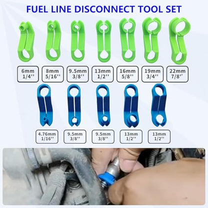 ZKTOOL 46Pcs Master Quick Disconnect Tool Set for GM Ford Chrysler, Fuel Line Disconnect Tool Kit for Automotive A/C Fuel & Transmission Systems, Fuel Line Removal and Separator Tool, Includes Gloves