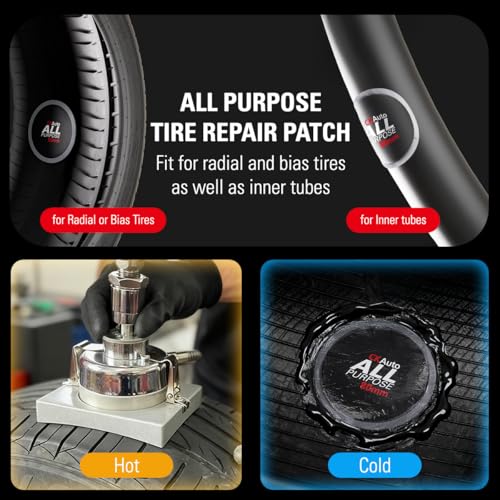 CKAuto 50 PCS All Purpose Tire Repair Patch Kit Heavy Duty 3-1/4"(80mm), Tire Plug Repair Kit Flat for Car Van Truck Bus Motorcycle and Inner Tire,Round Dia 3-1/4"(80mm) - size: Dia 80mm 50pcs
