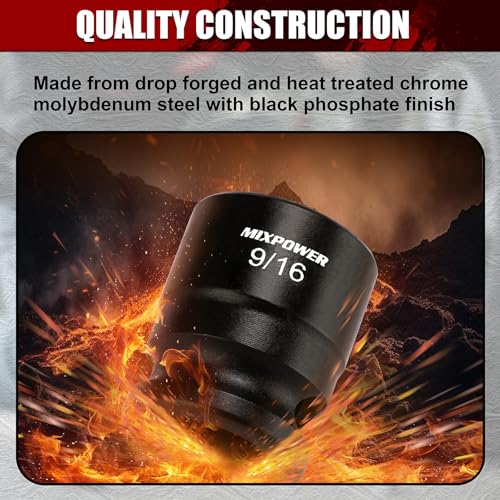 MIXPOWER 12-Piece 3/8" Drive Stubby Impact Socket,CR-MO,5/16"-1",6-Point,SAE,Radius Corner Design, Axle Nut Impact Grade Socket for Easy Removal - size: 3/8" Drive / SAE Set