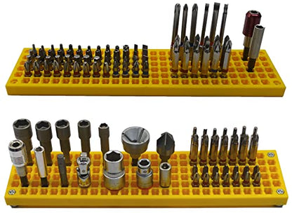 Free Zone Bit Organizer Set, 158-Hole 1/4" Hex Bit Toolbox Storage | Yellow; drive bit adapter & 1/2", 3/8", 1/4" socket holder compatible; anti-drop design; tools not included - color: Yellow