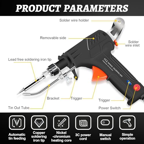 Soldering Iron Kit,60w 110v Corded Electric Welding Gun with Welding Wire,Versatile Portable Manual Soldering Gun,for Electronic Repair, Home Appliance Repair, DIY