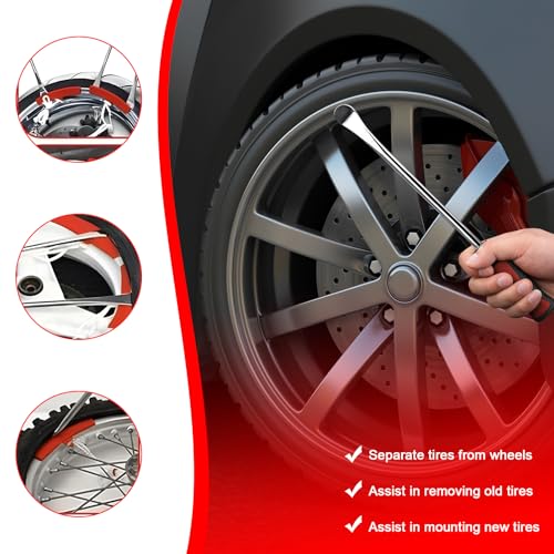 12.2 Inch Steel Tire Spoons Tool Set, 3 Heavy Duty Tire Spoon Levers with 2 Rim Protectors, Professional Tyre Changing Tools for Motorcycles Dirt Bikes Tractors Bicycles