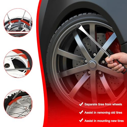 12.2 Inch Steel Tire Spoons Tool Set, 3 Heavy Duty Tire Spoon Levers with 2 Rim Protectors, Professional Tyre Changing Tools for Motorcycles Dirt Bikes Tractors Bicycles